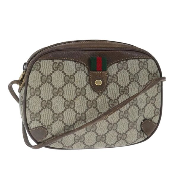 GUCCI GG Supreme Web Sherry Line Shoulder Bag PVC Beige - Picture 1 of 14